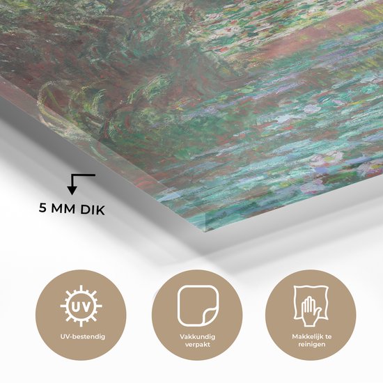 MuchoWow® Peinture sur verre 120x90 cm - Peinture sur verre acrylique - Étang aux Water - Peinture de Claude Monet - Photo sur verre - Peintures