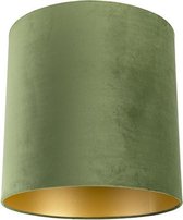 QAZQA cilinder velours - Klassieke Lampenkap - Ø 400 mm - Groen -