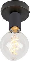 QAZQA Facile - Moderne Plafondlamp - 1 lichts - H 85 mm - Zwart -  Woonkamer | Slaapkamer | Keuken