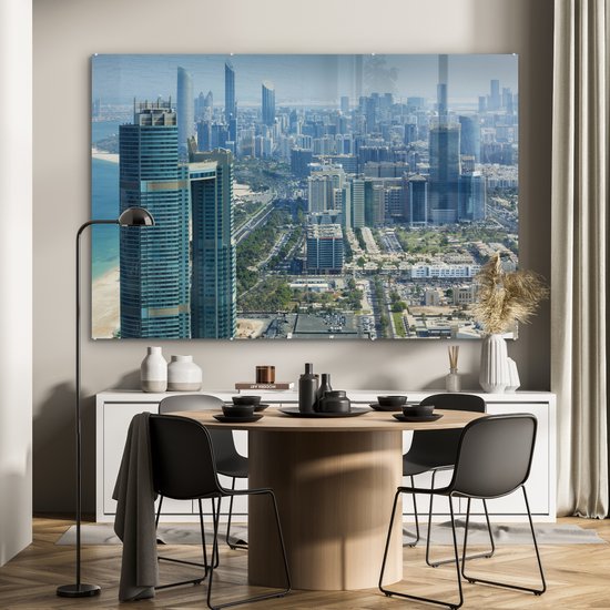 MuchoWow® Peinture sur verre 180x120 cm - Peinture sur verre - Skyline d'Abu Dhabi - Photo sur verre acrylique - Peintures