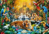 Diamond Painting Boeddhistische jungle met tijgers 70x100cm. (Volledige bedekking - Vierkante steentjes) diamondpainting inclusief tools