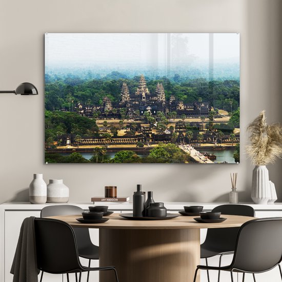 Vue aérienne du temple d'Angkor Wat au Cambodge Plexiglas 90x60 cm - Tirage photo sur verre (décoration murale plexiglas)