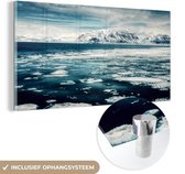 MuchoWow® Glasschilderij 160x80 cm - Schilderij acrylglas - Uitzicht gletsjer - Foto op glas - Schilderijen
