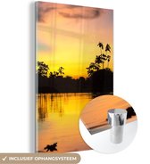 MuchoWow® Glasschilderij 80x120 cm - Schilderij acrylglas - Water - Natuur - Zomer - Lucht - Foto op glas - Schilderijen