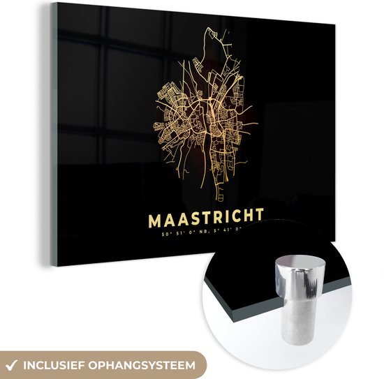 Peinture sur Verre - Pays- Nederland - Plan de la Ville - Carte - Maastricht - Plan - 120x80 cm - Peintures sur Verre Peintures - Photo sur Glas