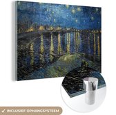 MuchoWow® Glasschilderij 90x60 cm - Schilderij acrylglas - Van Gogh - Brug - Oude meesters - Foto op glas - Schilderijen