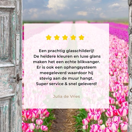 MuchoWow® Glasschilderij 100x150 cm - Schilderij acrylglas - Bloemen - Tulpen - Doorkijk - Regenboog - Foto op glas - Muurdecoratie woonkamer - Wanddecoratie slaapkamer - Schilderijen