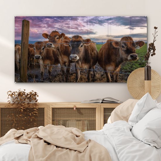MuchoWow® Peinture sur Verre - Vache - Animaux - Vaches - 120x60 cm - Peintures sur Verre Acrylique - Photo sur Glas