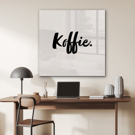 MuchoWow® Peinture sur verre 90x90 cm - Peinture sur verre acrylique - Café - Taupe - Citation - Photo sur verre - Peintures