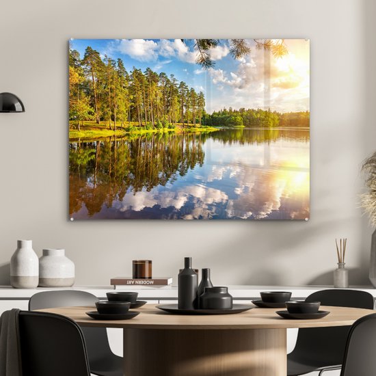 MuchoWow® Peinture sur Verre - Water - Arbres - Nature - 80x60 cm - Peintures sur Verre Peintures - Photo sur Glas