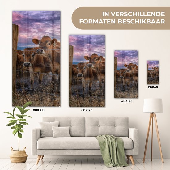 MuchoWow® Peinture sur verre 60x120 cm - Peinture sur verre - Vache - Animaux - Vaches - Photo sur verre acrylique - Peintures