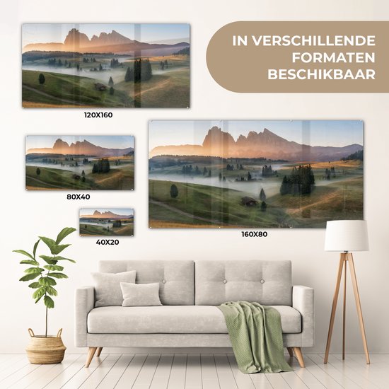 MuchoWow® Peinture sur verre - Berg - Brouillard - Paysage - 160x80 cm - Peintures sur verre acrylique - Photo sur Glas