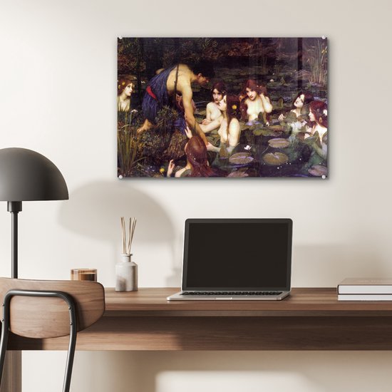 Peinture sur verre - Hylas et les nymphes - peinture de John William Waterhouse - 60x40 cm - Peintures Plexiglas