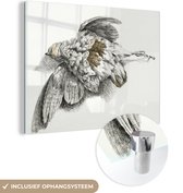 MuchoWow® Glasschilderij 120x90 cm - Schilderij acrylglas - Dode vogel - schilderij van Jean Bernard - Foto op glas - Schilderijen