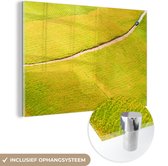 MuchoWow® Glasschilderij 120x80 cm - Schilderij acrylglas - Bloemen - Geel Foto op glas - Schilderijen