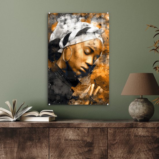 Peinture sur verre - Femme - Abstrait - Foulard - 40x60 cm - Peintures Plexiglas