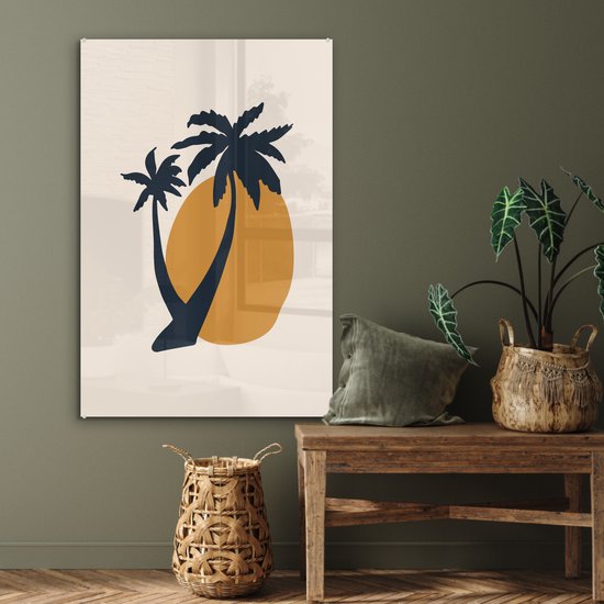 Peinture sur Verre - Palmier - Soleil - Pastel - 60x90 cm - Peintures sur Verre Acrylique - Photo sur Glas