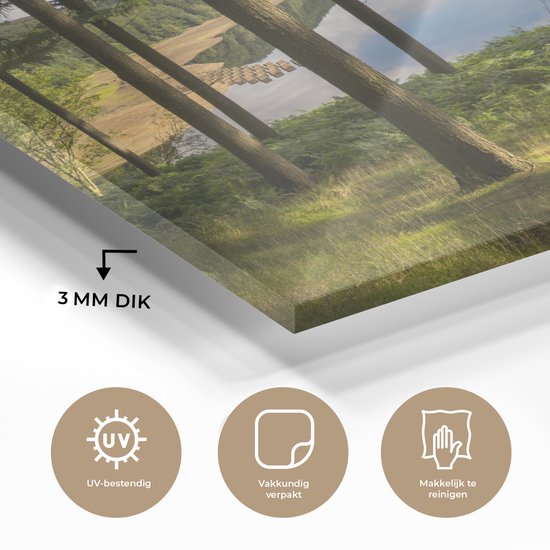 Grands arbres et un lac dans le parc national anglais Peak District Plexiglass 30x20 cm - petit - Tirage photo sur Glas (décoration murale en plexiglas)