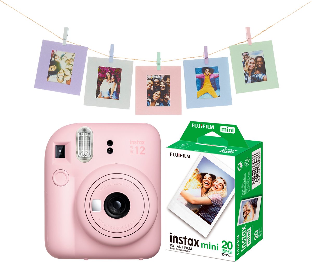 Fujifilm instax Mini 12 Bundel - Instant camera + 2 x 10 stuks film & fotokaarten - Blossom Pink - Fujifilm