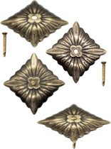 100 x antieke decoratieve nagels, sierkopnagels, meubelnagels, vintage messing brons antieke look, 20 x 20 mm, 100 sets