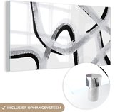 MuchoWow® Glasschilderij 120x60 cm - Schilderij acrylglas - Lijn - Minimalisme - Design - Foto op glas - Schilderijen