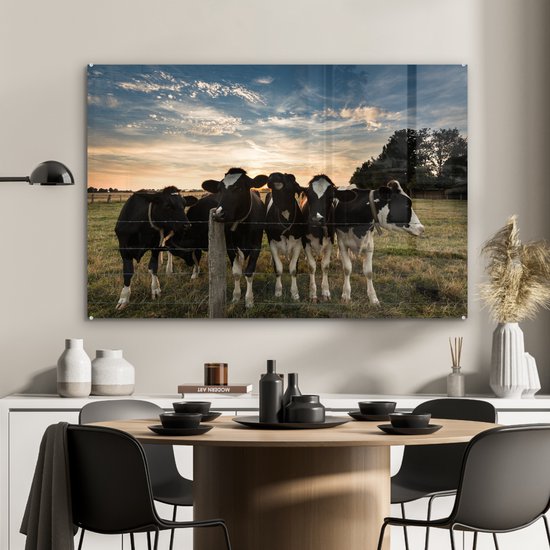 MuchoWow® Peinture sur verre - Vaches - Animaux - Ferme - 90x60 cm - Peintures sur verre acrylique - Photo sur Glas