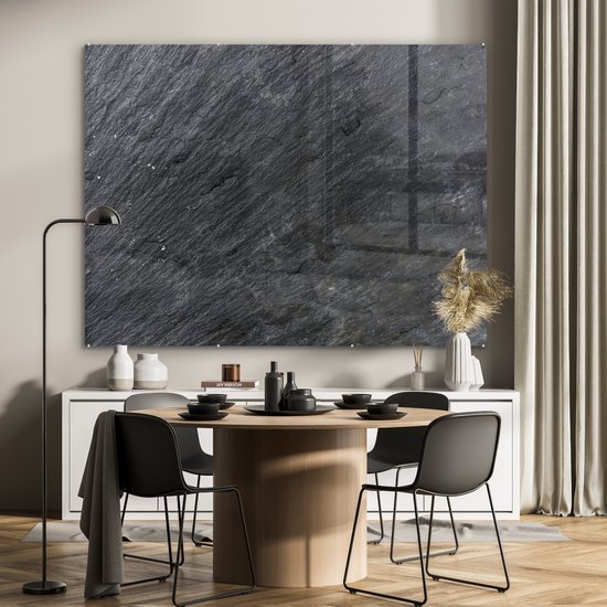 MuchoWow® Peinture sur verre - Natuursteen - Industriel - Ardoise - Structure - Grijs - 160x120 cm - Peintures sur verre acrylique - Photo sur Glas