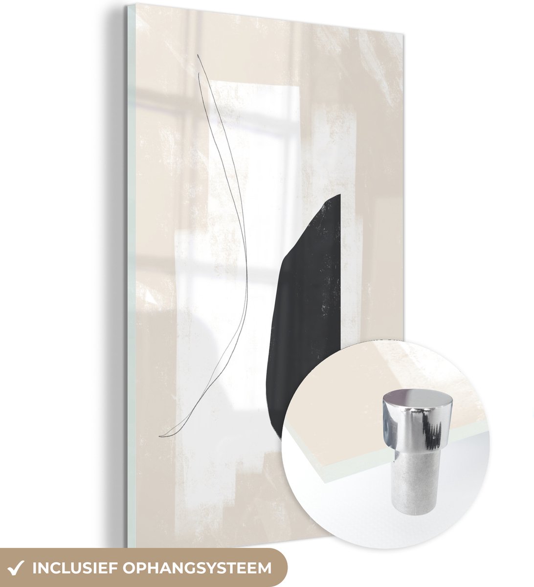 MuchoWow® Glasschilderij 100x150 cm - Schilderij acrylglas - Verf - Abstract - Minimalisme - Foto op glas - Schilderijen