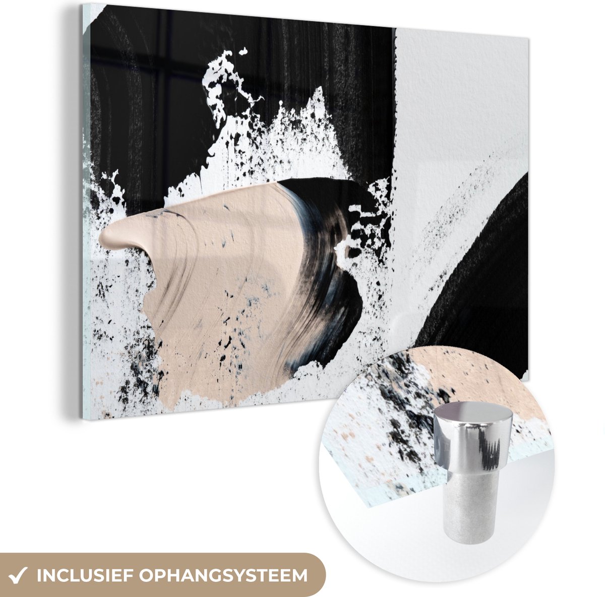 MuchoWow® Glasschilderij 30x20 cm - Schilderij acrylglas - Verf - Abstract - Design - Foto