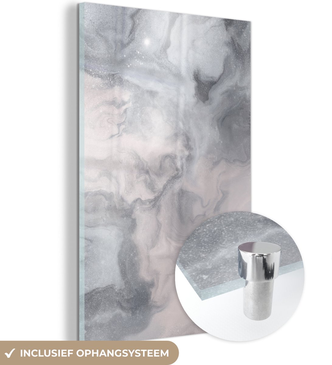 MuchoWow® Glasschilderij 120x180 cm - Schilderij acrylglas - Wolken - Abstract - Verf - Fo