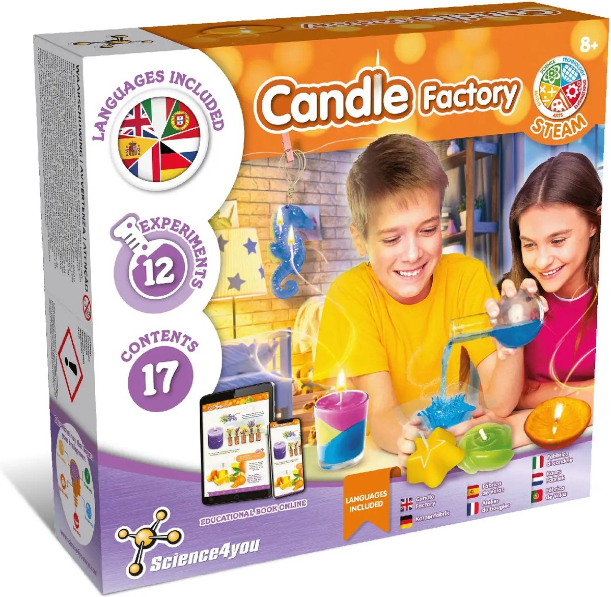 Candle Factory - Made in Portugal -leerzame set - Perfect cadeau - cadeau idee - Science Toys for Kids (in 7 languages) - Science Speelgoed voor kinderen - experimenteerdozen - leerzame spellen - breinbrekers - educatieve speelgoed