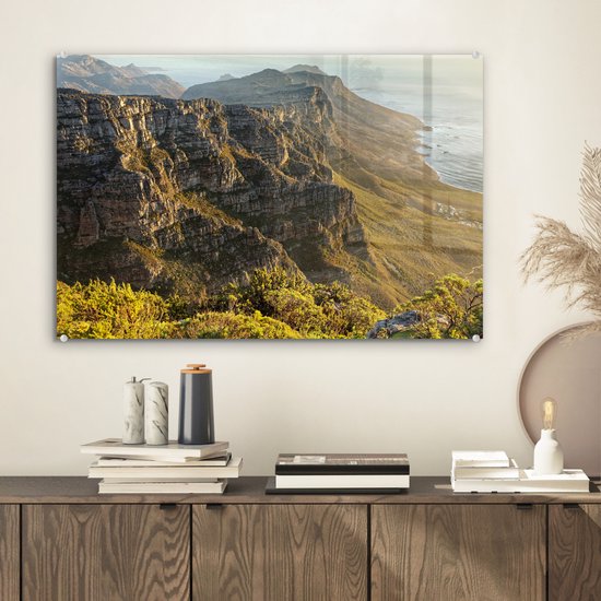Montagnes avec le littoral des douze apôtres au Cap Plexiglas 60x40 cm - Tirage photo sur Glas (décoration murale en plexiglas)