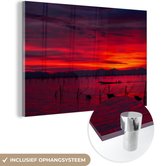 MuchoWow® Glasschilderij 30x20 cm - Schilderij acrylglas - Zee - Lucht - Zon - Foto op glas - Schilderijen