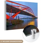 MuchoWow® Glasschilderij 180x120 cm - Schilderij acrylglas - Foshan Dongping brug in de Chinese stad - Foto op glas - Schilderijen