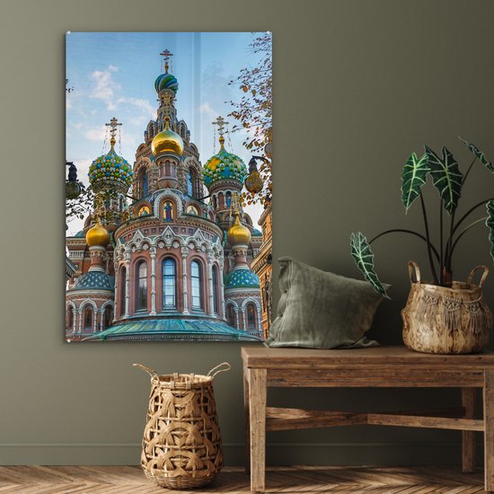 MuchoWow® Peinture sur verre 80x120 cm - Peinture sur verre acrylique - Saint-Pétersbourg - Cathédrale - Architecture - Photo sur verre - Peintures
