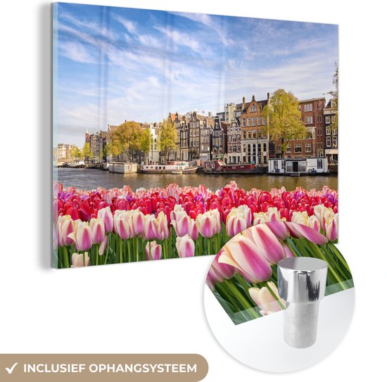 Peintures sur Verre - Skyline - Canaux - Amsterdam - 120x80 cm - Peintures Plexiglas