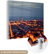 MuchoWow® Glasschilderij 50x50 cm - Schilderij acrylglas - Barcelona - Skyline - Spanje - Foto op glas - Schilderijen