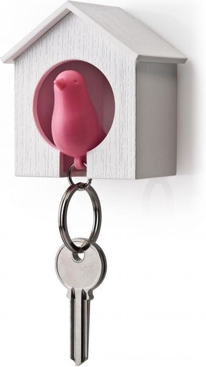 Sleutelhanger vogelhuisje roze - Qualy