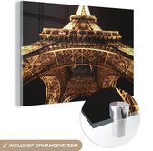 MuchoWow® Glasschilderij 180x120 cm - Schilderij acrylglas - Eiffeltoren - Lichtjes - Parijs - Foto op glas - Schilderijen