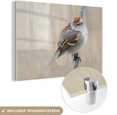 MuchoWow® Peinture sur verre 120x80 cm - Peinture sur verre acrylique - Gros oiseau sur une branche - Photo sur verre - Peintures