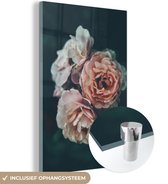 MuchoWow® Glasschilderij 80x120 cm - Schilderij acrylglas - Rozen - Bloemen - Boeket - Foto op glas - Schilderijen