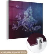 MuchoWow® Glasschilderij 50x50 cm - Schilderij acrylglas - Kaarten - Europa - Digitaal - Foto op glas - Schilderijen