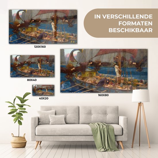 Peinture sur Verre - Ulysse et les Sirènes - Peinture de John William Waterhouse - 160x80 cm - Peintures sur Verre Acrylique - Photo sur Glas