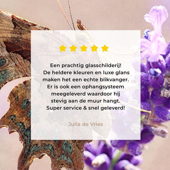 MuchoWow® Peinture sur verre 160x120 cm - Peinture sur verre acrylique - Le papillon aurelia craquelé boit du nectar - Photo sur verre - Peintures