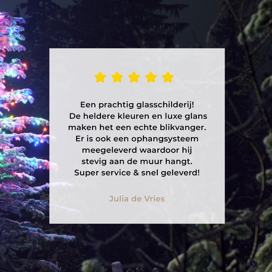 Peinture sur verre - Sapin de Noël illuminé dans une forêt sombre - 90x90 cm - Peintures Plexiglas