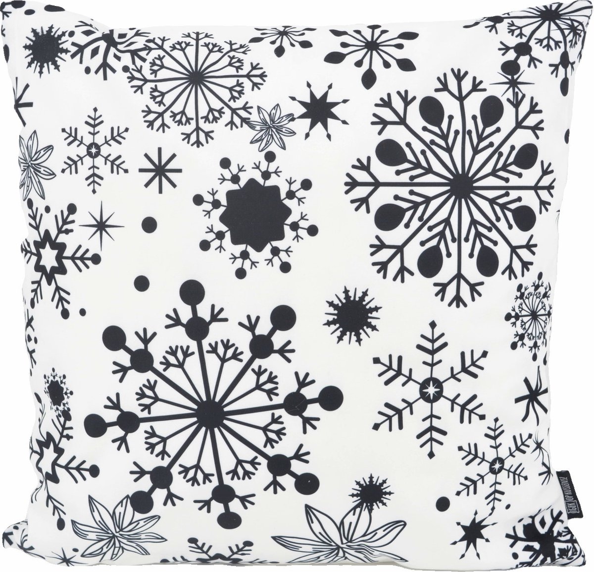 Gek op Kussens! Sierkussen Zwart-Wit Sneeuw | 45 x 45 cm | Katoen/Polyester Wit/Zwart