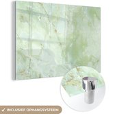 MuchoWow® Glasschilderij 120x80 cm - Schilderij acrylglas - Gekleurd gesteente met tinten - Foto op glas - Schilderijen