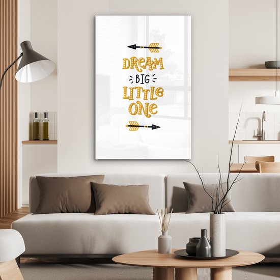MuchoWow® Peinture sur verre 60x90 cm - Peinture sur verre acrylique - Rêves - Citations - Enfant - Garçons - Filles - Bébé - Kids - Photo sur verre - Peintures