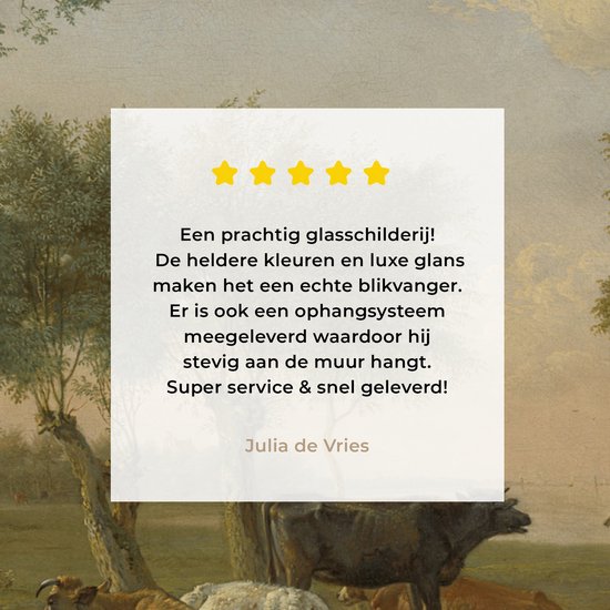 MuchoWow® Peinture sur verre 160x120 cm - Peinture sur verre acrylique - Vaches dans le pré dans une ferme - Peinture de Paulus Potter - Photo sur verre - Peintures