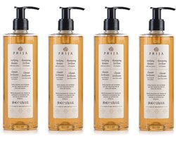 PRIJA Regenererende, voedende shampoo met rucola, met pompje, veganistisch, 4x 380 ml
